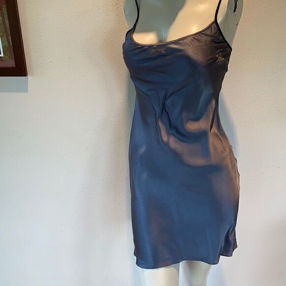 TAHARI Dress sheer sleeveless beaded silk black with grey slip two piece size 2 - Picture 12 of 16